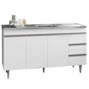 Ver imagem 1 de Gabinete Balcão Tiffany 1.50m 3 Portas 3 Gavetas S/ Tampo Cozinha Branco - Bela Móveis