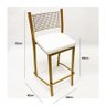 Kit 4 Peças Banqueta Média para Bancada Empilhável cor Dourado Fosco assento branco Altura 65cm - 4