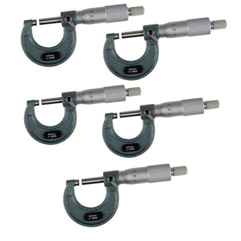 Jogo Micrômetro Externo 25 a 150mm - Graduação 0,01 Mm - 5 Peças - Jg Tools