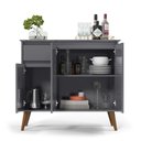 Ver imagem 4 de Aparador Buffet Veneza 3 Portas 1 Gaveta Pés Retro -EJ:Cinza