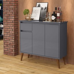 Aparador Buffet Veneza 3 Portas 1 Gaveta Pés Retro -EJ:Cinza - 2