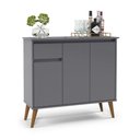 Ver imagem 1 de Aparador Buffet Veneza 3 Portas 1 Gaveta Pés Retro -EJ:Cinza