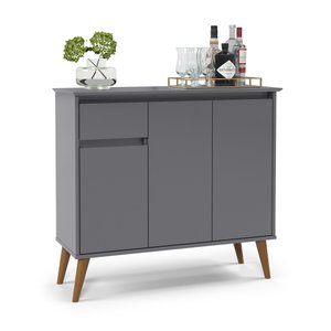 Aparador Buffet Veneza 3 Portas 1 Gaveta Pés Retro -EJ:Cinza