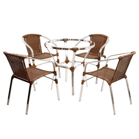 Jogo Turin 4 Cadeiras e Mesa em Alumínio Jardim, Churrasqueira, Área Trama Original