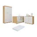 Ver imagem 1 de Quarto de Bebê Completo Berço Americano 3 em 1 Colchão Realeza Multimóveis Mp4607 Madeirado/