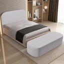 Ver imagem 6 de Cabeceira Cama Box Casal 140cm Lanna com Puff Recamier Doha W01 Linho Cinza - Lyam Decor