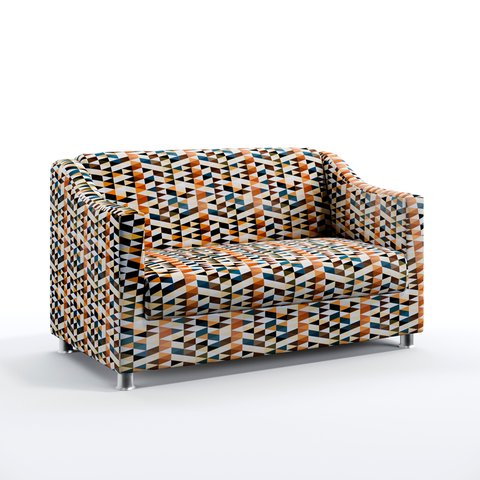 Poltrona Namoradeira Decorativa Para Sala de Estar Alya Sued Estampado Laranja Aradecor
