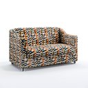 Ver imagem 1 de Poltrona Namoradeira Decorativa Para Sala de Estar Alya Sued Estampado Laranja Aradecor