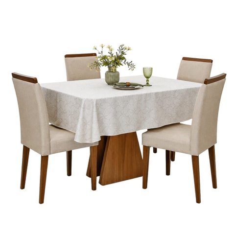 Toalha de Mesa 4 Lugares Lepper Super Prática 140x140cm Algodão Geométrica Copacabana