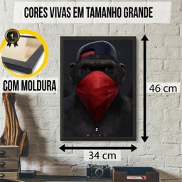 Kit 3 Quadros Decoração Quarto Moderno Gang Macacos Sábios - 3