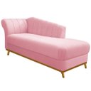 Ver imagem 2 de Recamier Vanessa 1,85M Lado Direito Suede Rosa Bebê - Amarena Móveis