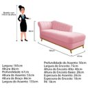 Ver imagem 4 de Recamier Vanessa 1,85M Lado Direito Suede Rosa Bebê - Amarena Móveis