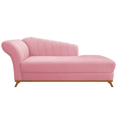 Recamier Vanessa 1,85M Lado Direito Suede Rosa Bebê - Amarena Móveis