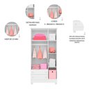 Ver mais imagens de Jogo Quarto Infantil Doce Sonho Berço Cômoda 4 Gavetas e Guarda Roupa Qmovi