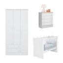 Ver imagem 2 de Jogo Quarto Infantil Doce Sonho Berço Cômoda 4 Gavetas e Guarda Roupa Qmovi