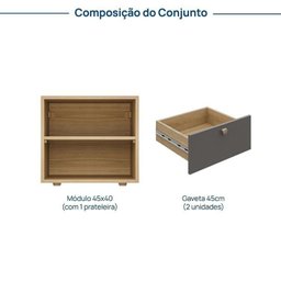 Módulo 45x40 2 Gavetas Frame CabeCasa MadeiraMadeira - 3