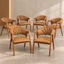 Ver imagem 1 de Kit 6 Poltronas Lithi Durango Antílope Estofadas Madeira Maciça com Botones
