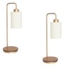 Kit2 Abajur Retro Dourado Canopla Louro Freijo C/ Cúpula Cru - 1