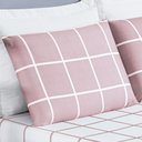 Ver imagem 2 de Jogo Cama Lençol Brooklyn Queen Quadriculado Micropercal 200 Fios 3 Peças - Rosa