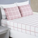 Ver imagem 1 de Jogo Cama Lençol Brooklyn Queen Quadriculado Micropercal 200 Fios 3 Peças - Rosa