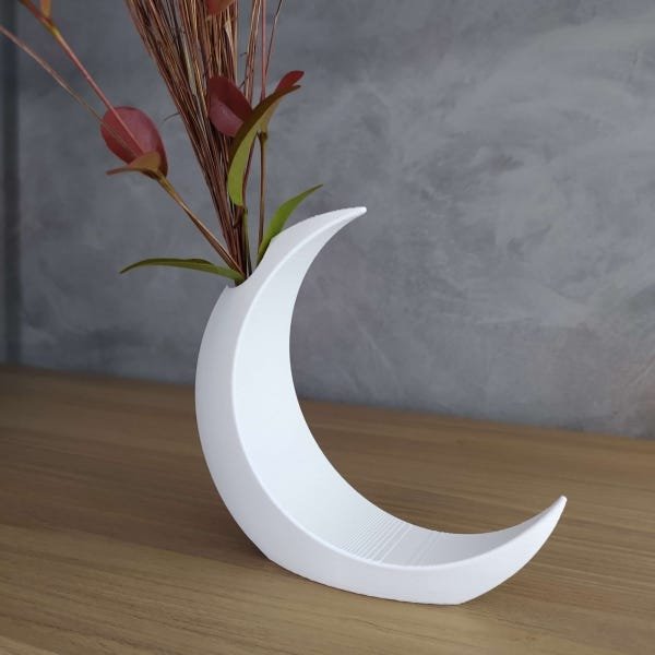 Vaso Minimalista Lua Crescente - Branco - 2