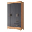 Ver imagem 1 de Guarda Roupa Solteiro Mobi 04 Portas Freijo Titanium - Móveis Albatroz