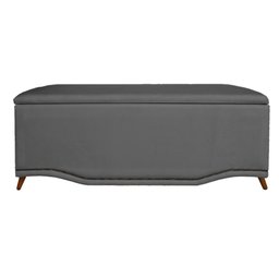 Calçadeira Recamier Baú Casal King 195cm Greta Suede Cinza - DS Estofados - 1