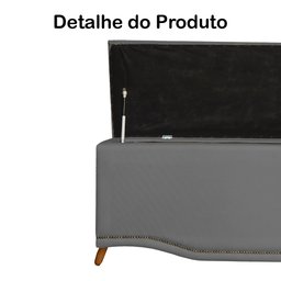Calçadeira Recamier Baú Casal King 195cm Greta Suede Cinza - DS Estofados - 3