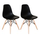 Ver imagem 1 de Kit C/ 2 Cadeiras Charles Eames Wood Dkr Eiffel Pretas