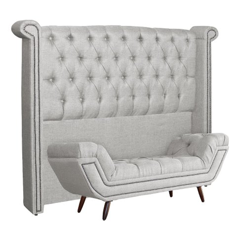 Conjunto Sienna Cabeceira e Recamier Casal 140 Cm Linho Bege - LM DECOR