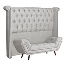Ver imagem 1 de Conjunto Sienna Cabeceira e Recamier Casal 140 Cm Linho Bege - LM DECOR