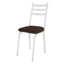 Ver imagem 3 de Kit 8 Cadeiras de Cozinha Luisiana Estampado Imbuia Pés de Ferro Branco