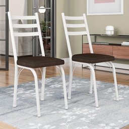 Kit 8 Cadeiras de Cozinha Luisiana Estampado Imbuia Pés de Ferro Branco - 5