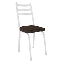 Kit 8 Cadeiras de Cozinha Luisiana Estampado Imbuia Pés de Ferro Branco - 4