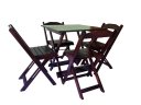 Ver imagem 2 de Conjunto de Mesa Dobrável de Madeira 70x70cm com 4 Cadeiras Imbuia Negro