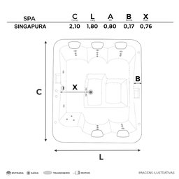 Spa Retangular Singapura Completo com Hidro em Acrílico - 220v - 2
