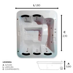 Spa Retangular Singapura Completo com Hidro em Acrílico - 220v - 3