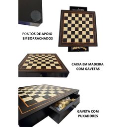 Tabuleiro Profissional de Xadrez em Madeira com Peças Imantadas - 2