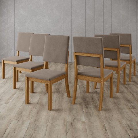 Kit 6 Cadeiras Estofadas para Mesa de Jantar Milla Henn