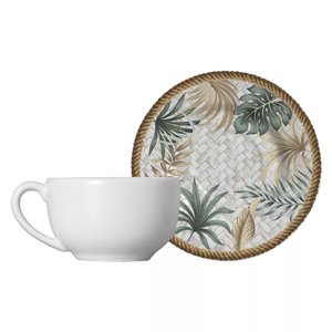 Conjunto com 6 Xícaras de Chá com Pires Eudora 250ml Alleanza Cerâmica