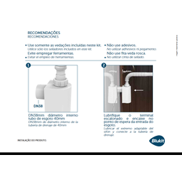 SIFAO COPO BLACK PAREDE PARA LAVATORIO 7/8 x DN38 BLUKIT - 4