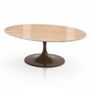 Ver imagem 2 de Mesa de Jantar Saarinen Oval 244x137 cm Tampo Mármore Travertino Base Laca Marrom Cacau