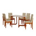 Ver imagem 3 de Conjunto Mesa sem Vidro Pés Madeira Maciça 6 Cadeiras Madeira Dakota Marrom/Caramelo