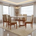 Ver imagem 1 de Conjunto Mesa sem Vidro Pés Madeira Maciça 6 Cadeiras Madeira Dakota Marrom/Caramelo