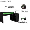 Ver imagem 7 de Mesa Computador de Canto Gamer B24 Moderno 180cm Preto Verde Nova Mobile