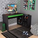 Ver imagem 3 de Mesa Computador de Canto Gamer B24 Moderno 180cm Preto Verde Nova Mobile
