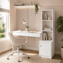 Ver imagem 1 de Escrivaninha com 3 Prateleiras 1 Gaveta 1 Porta Ágata Home Office - Branco