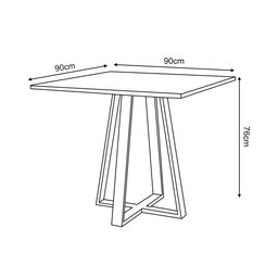 Conjunto de Jantar Mesa Mônaco 90cm Tampo Preto com 4 Cadeiras Estofadas Pretas - 5