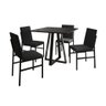 Conjunto de Jantar Mesa Mônaco 90cm Tampo Preto com 4 Cadeiras Estofadas Pretas - 2
