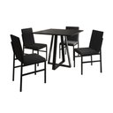 Ver imagem 2 de Conjunto de Jantar Mesa Mônaco 90cm Tampo Preto com 4 Cadeiras Estofadas Pretas